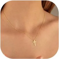LuxusKollektion Kreuzkette Kreuz Kette Gold Damen 14K Vergoldet Layered Choker Modeschmuck