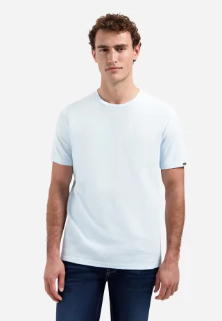 No Excess - T-Shirt Crewneck Solid Jacquard sky - Gr. - XXXL
