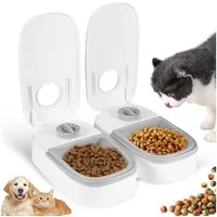 BlingBin Futterspender Automatischer Futterspender für Hunde Katze mit Timer, 350 ml Trocken- und Nassfutter Spender Automatic Feeder