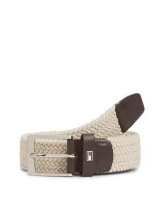 Tommy Hilfiger - Geflochtener Gürtel mit Flag aus Emaille beige - Gr. - 95