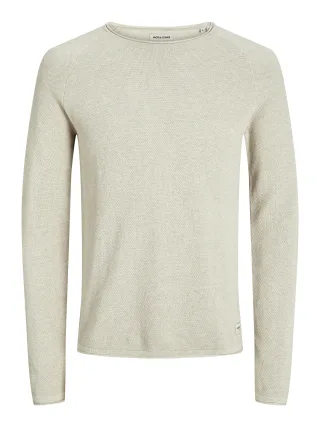JACK&JONES - JJEHILL KNIT CREW NECK NOOS Oatmeal - Gr. - XXL
