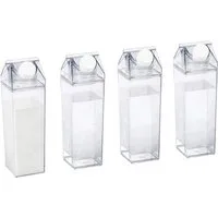 VOSSBACH Trinkflasche Milchflasche Wasserflasche Saftflasche Milch Flasche Plastikflasche, Kunststoff 500 ml Transparent Wiederverwendbar