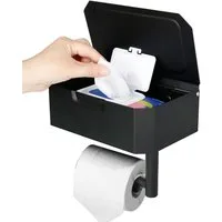 SURFOU Toilettenpapierhalter Ohne Bohren Klopapierhalter mit Feuchttücherbox Wandmontierter (Spar-set, Toilettenpapierhalter aus rostfreiem Edelstahl, Edelstahl, Papier Halterung mit 21 cm Ablage. mit Bohrfreie Aufkleber), mit Tücherbox, Hohe Tragfäh