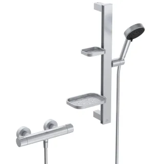 Ideal Standard Brausekombinationm.Thermostat CerathermAlu+ 600mm 2-fach-Handbrause Silver, BE227SI BE227SI
