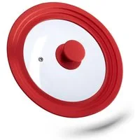 relaxdays Topfdeckel 20 24 cm mit Silikonrand, rot