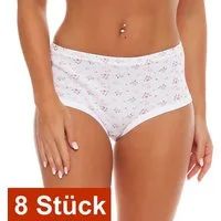 Cocain underwear Taillenslip Damen Taillen Slip geblümt weiss Baumwolle kochfest trocknergeeignet (Spar-Pack, 8-St) 100% Baumwolle - ohne Seitennähte