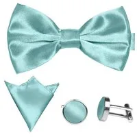 GASSANI Fliege Hochzeitsfliege, Herren-Schleife Kavalierstuch, Hochzeit Bräutigam (Set, 3-St., Manschettenknöpfe, mit Einstecktuch, Fliegenset) Uni, Seide-Touch-Finish, Vor-Gebunden Verstellbar