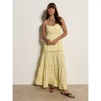 Apricot Spitzenkleid Maxikleid mit Häkelverzierung