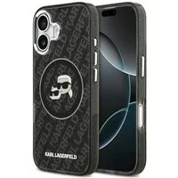 KARL LAGERFELD Handyhülle MagSafe iPhone 17 Kunststoff schwarz Glitzer Logo 6,3 Zoll, Kantenschutz
