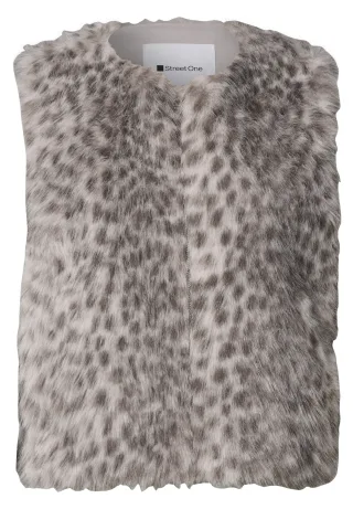 Street One - Fake-Fur Weste mit Zipper und Taschen clay sand - Gr. - 38