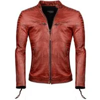 PAULGOS Lederjacke Herren Jacke Übergangsjacke Biker Look 100% Echtleder D2