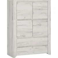 Lomadox Highboard AMANTEA-129, Kommode, Craft Eiche weiß, 84cm breit
