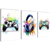 Novart Wandbild Wandbilder Gamer Spielkonsole Jugendzimmer Kinderzimmer, Weiß