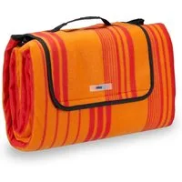 Picknickdecke 200x200cm orange gestreift, relaxdays