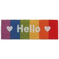 relaxdays Fußmatte Kokos Fußmatte "Hello" Regenbogen, Höhe: 15 mm