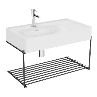 VitrA Equal Set Waschtisch asymmetrisch 82 cm mit Ablagegitter Weiß Hochglanz,64084 64084