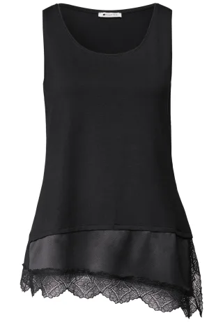 Street One - top w.diagonal woven bottom, Black Black - Gr. - 34