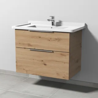 Sanipa 3way Waschtischunterbau zu Duravit Starck 3 Waschtisch mit 2 Auszügen, Eiche Natural-Touch UM71185