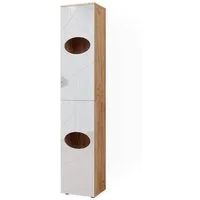 Vicco Hochschrank Irma, Goldkraft Eiche/Weiß Hochglanz, 37.2 x 192 cm (1-St)