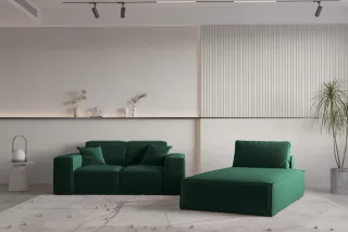 Sofa Set 2-teilig Sezlong und Sofa 2-Sitzer CELES PREMIUM Stoff Opera Velvet ...