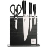 Käfer Magnet-Messerblock (5tlg), inkl. 3 Messer, 1 Schere, Griffe aus Pakkaholz, für bis zu 8 Messer