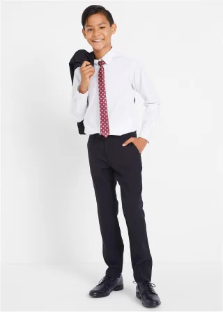 bonprix Anzug mit Hemd und Krawatte (4tlg. Set), schwarz, Gr.134, Festliches vierteiliges Jungen-Set bestehend aus Anzug, Hemd (Slim Fit) und Krawatte, Hemd: 100% Baumwolle
