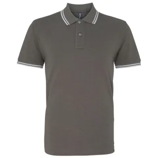 Asquith & Fox Herren Poloshirt mit klassischer Passform (Holzkohle/Weiß)
