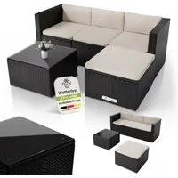 Juskys Gartenlounge-Set Punta Cana, (Set, Sitzgruppe), Polyrattan Sitzgarnitur mit 1 Tisch, 1 Sofa und 1 Hocker