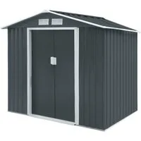 HATTORO Gartenhaus, BxT: 213,00x127,00 cm, Metall-Gerätehaus, Geräteschuppen, Fundamentrahmen, Satteldach, Grau