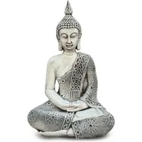 gartendekoparadies.de Gartenfigur Thailändische Buddha Statue, Steinfigur H. 49 cm, 16 kg, Frostsicher