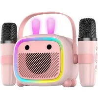 BBG Karaoke-Set für Kinder mit kabellosem Mikrofon & lustigem Design Karaoke-Maschine (5 W, Tragbarer Bluetooth-Lautsprecher mit Lichtshow und Stimmverzerrer)