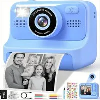 POPOLIC 1080P Kinderkamera - Selfie Digitalkamera Kinder mit 32GB Sofortbildkamera (inkl. Blau, Geburtstagsgeschenk Spielzeug ab 3-11 Jahre Mädchen Jungen)