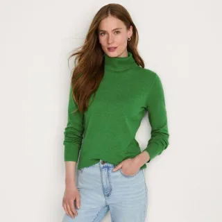 Feinstrick-Rollkragenpullover aus Baumwolle für Damen, Damen, size: regular, Schwarz, Baumwolle, by Lands' End