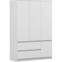 Deine Möbel 24 Kleiderschrank SIMO 01 120 cm in Weiß / Kaschmir, 4 Türen, 2 Schubladen (Set, 1-St., Drehtürenschrank ideal für Kinderzimmer & Jugendzimmer) Kinderkleiderschrank mit 5 Einlegeböden und 1 Kleiderstange