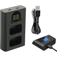 Trade-Shop Dual Lader passend für Sony NP-FW50 NEX-3 NEX-3A NEX-3D NEX-3DW Kamera-Ladegerät (mit Micro-USB und USB-C Anschluss)