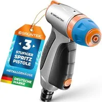 GRÜNTEK Multifunktionsbrause Metall Gartenbrause verstellbar von Stechstrahl bis fein, mit 3 Düsen, (Sprühkopf), für Garten, Autowaschen und Zuhause, stoßfest und leichtgewichtig