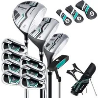COSTWAY Golfschläger + Golfbag, 11-tlg., Golfschläger Komplettset für rechtshändig, Herren