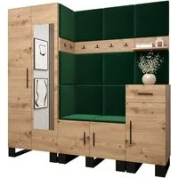 ABIKS MÖBEL Garderoben-Set ARTIN Set 13 Garderobe mit gepolsterten Paneelen, Industriell Design