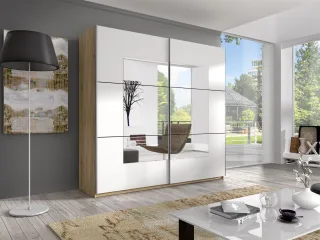 Schiebetürenschrank Schrank ALVAR Sanremo Eiche-Weiss 200x210 cm