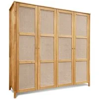 Home affaire Kleiderschrank Hällevik, Kleiderschrank, Aufbewahrung, Stauraum, Soft-Close-Funktion Massive FSC®-zertifizierte Eiche geölt, Fronten mit Wiener Geflecht
