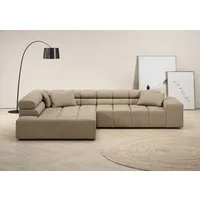 Home affaire Ecksofa Ancona, Ecksofa, incl. Kopfteilverstellung, Breite 319 cm, L-Form, wahlweise motorische Sitztiefenverstellung, auch in Cord + Easy Care