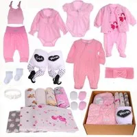 La Bortini Erstausstattungspaket Baby Set 20 Teile Body Hose Strampler Strumpfhosen Shirt Socken (Paket für Mädchen, Bekleidung für Neugeborene, Geschenk zur Geburt) aus Baumwolle, ein Geschenk zur Geburt, Paket in Rosa für Neugeborene