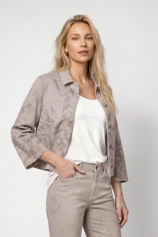 monari - Jeansjacke mit Ornamentalmuster taupe gemustert - Gr. - 36
