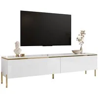 Lookway Lowboard AURORA auf Beinen TV-Schrank in Weiß / Weiß hochglanz, Breite 180 cm