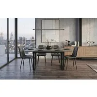 B&D home Essgruppe Essgruppe Anna & Vicka, (Set, 5-tlg., 1 Tisch / 4 Stühle), Esstisch ausziehbar bis 160cm für 4-6 Personen, Stühle in Samtstoff