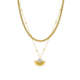 Luxenter Halskette mit weißem Perlmutt in 18K Gold - Sycu