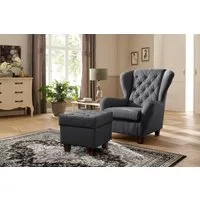 Home affaire Ohrensessel Alexander, B: 92 cm, Sitzhöhe: 44 cm, Set: mit Hocker