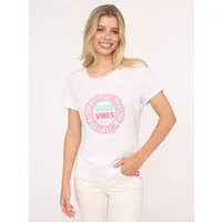 Zwillingsherz T-Shirt "Good Vibes" Stickerei, Kurzarm, Rundhalsausschnitt, Baumwollmischung