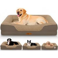 ELONEO Hundebett ELONEO - Orthopädisches Premium Hundebett, gelenkschonend, waschbar, Aus kuscheligem Sherpa-Fleece und strapazierfähigem Sofastoff