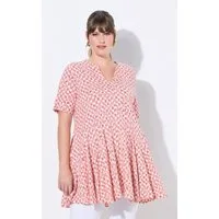 Ulla Popken T-Shirt T-Shirt Tunika-Ausschnitt Halbarm Biobaumwolle
